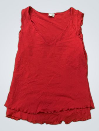 Oasis Red Sleeveless Ruffle Blouse
