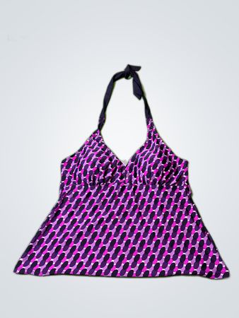 Gilda Purple Geometric Halter Bikini Top