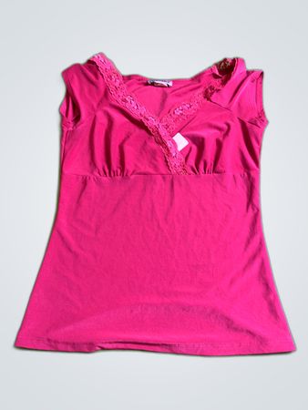Body Central Pink Lace Trim Blouse