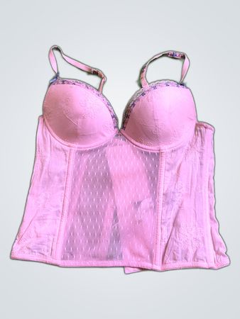 Pink Lace Bustier Corset Top