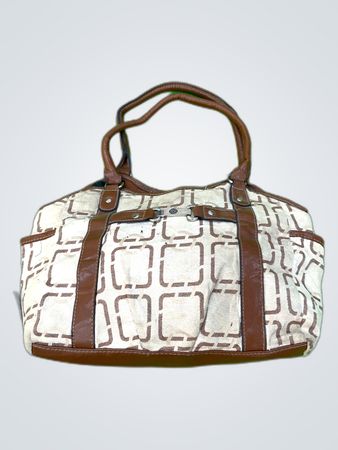 Brown and White Handbag