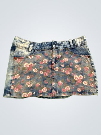Floral Denim Skirt