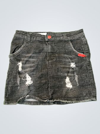 Unbranded Distressed Black Denim Mini Skirt