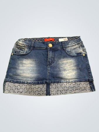 Denim Skirt with Bling Detail