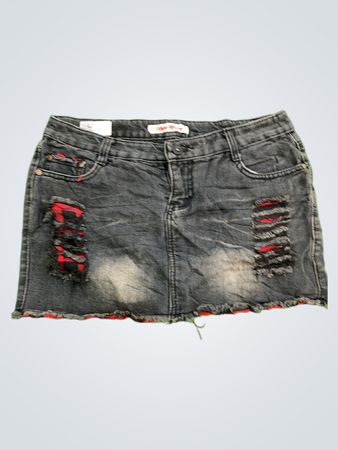 Hongy Qiancy Distressed Denim Mini Skirt