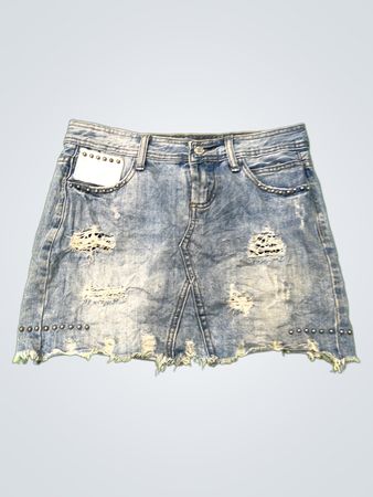 Distressed Denim Skirt