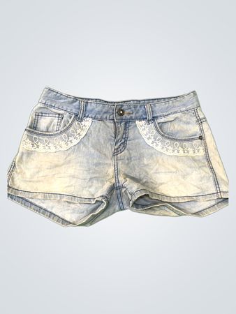 Denim Shorts with Lace Accents