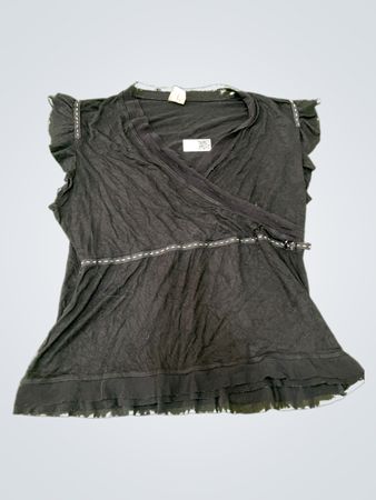 Black Ruffled Wrap Top