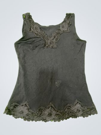 Gray Lace Trim Tank Top