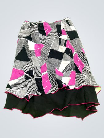 Geometric Print Skirt with Ruffled Hem