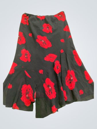 Black Skirt with Red Flowers