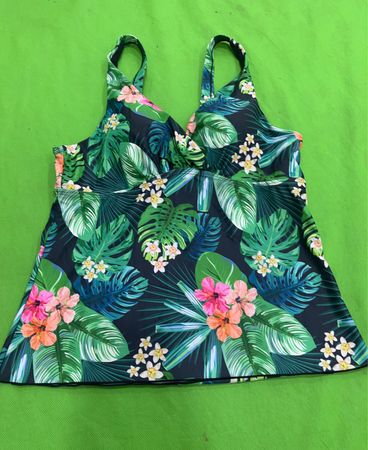 Tropical Print Swim Top