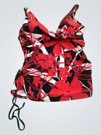 Red Floral Swimsuit Top
