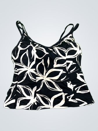 Black and White Floral Swimsuit Top