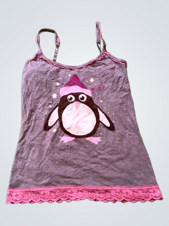 Gray Camisole with Pink Lace