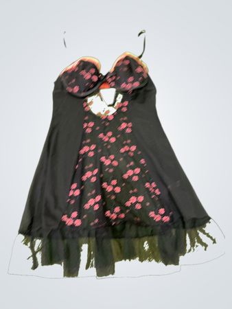 Black Chemise with Pink Floral Pattern