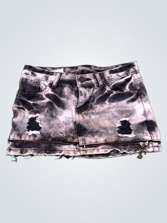 Distressed Gray Denim Skirt