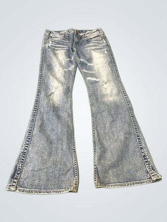Silver Jeans Flared Distressed Jeans