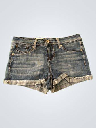 Hydraulic Embroidered Denim Shorts