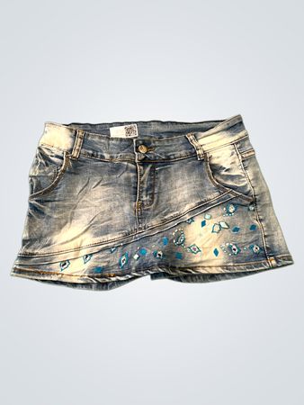 Denim Shorts with Blue Embellishments