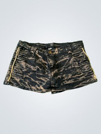 Black Denim Shorts with Rhinestone Accents