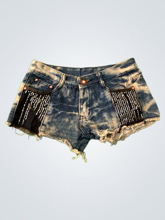 Denim Shorts with Bling Pockets