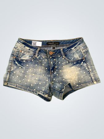 Denim Shorts with Rhinestones