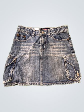 Qingyuyu Fushi Denim Cargo Mini Skirt