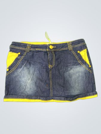 Unbranded Denim Mini Skirt with Yellow Trim