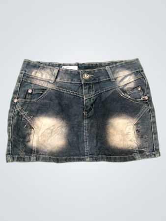 Distressed Denim Skirt