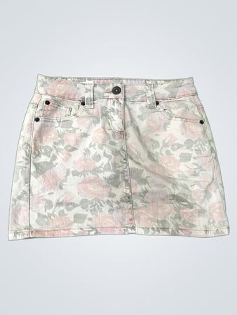 Floral Print Denim Mini Skirt