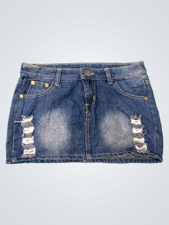 Distressed Denim Skirt