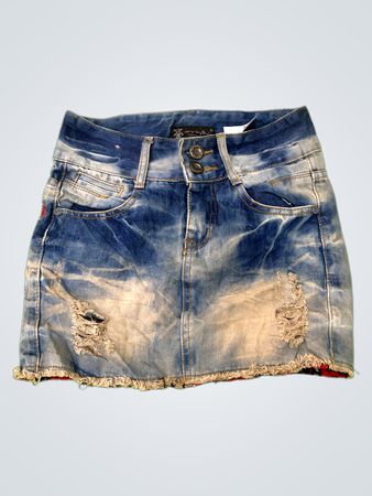 Distressed Denim Skirt