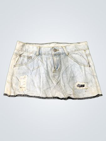 Unbranded Distressed Light Wash Denim Mini Skirt