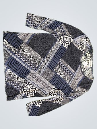 Blue and White Geometric Pattern Scarf