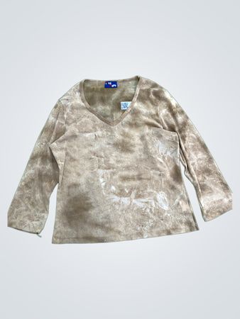 Love Tops Tan Velvet V-Neck Top