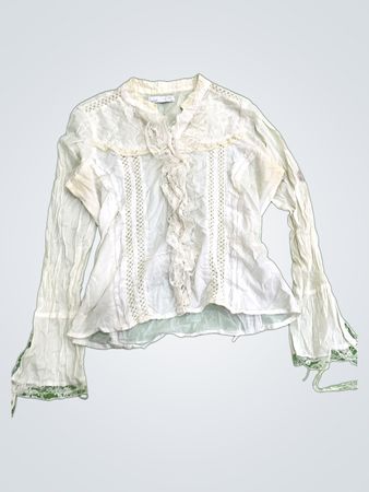 Oxmo White Ruffle Lace Blouse