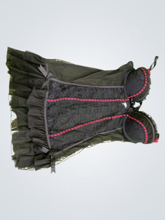 Black Lace Corset with Red Accents