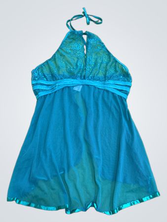 Blue Lace Halter Dress