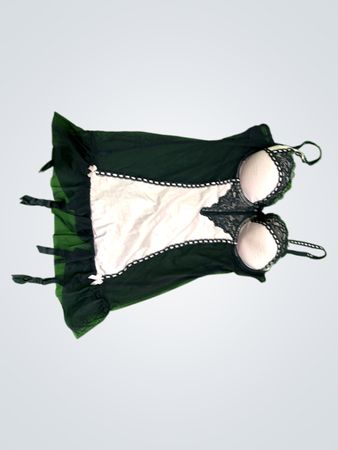 Black Lace Chemise with Sheer Overlay