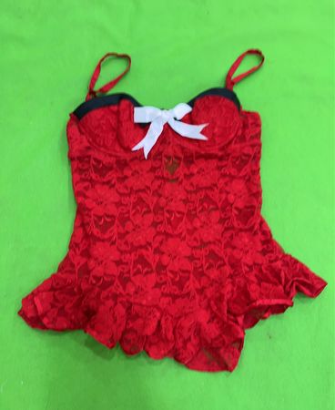 Red Lace Cami Top with Bow