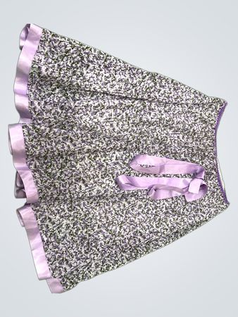 Floral Skirt with Purple Ribbon