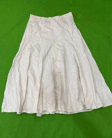 White Embroidered Midi Skirt