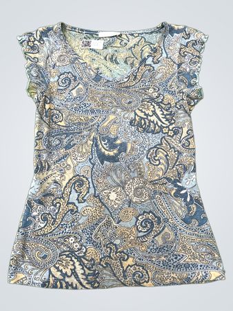 Blouse with Blue Paisley Pattern