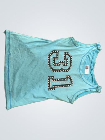 Blue Ladies Top with Rhinestone Design
