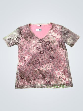 Pink Floral Short Sleeve Top