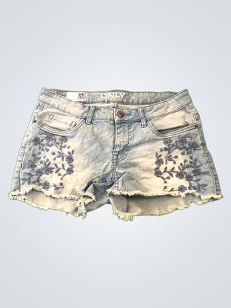 ONLY Denim Shorts with Floral Embroidery