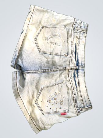 Light Wash Denim Shorts with Embellishments