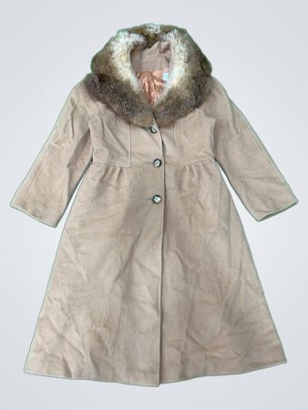 Tan Coat with Fur-Lined Hood