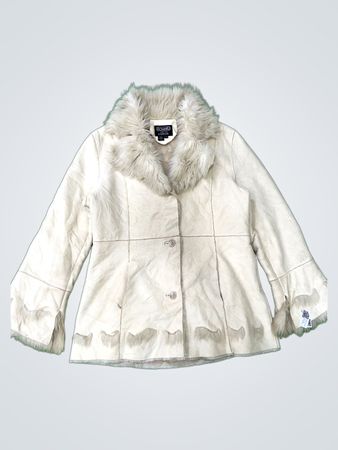 Novelu Fur-Lined White Coat